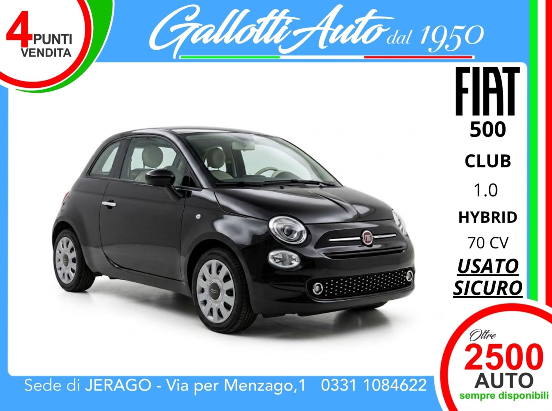 1.0 hybrid Club 70cv - SENZA VINCOLI DI FINANZIAMENTO - Gallotti Auto