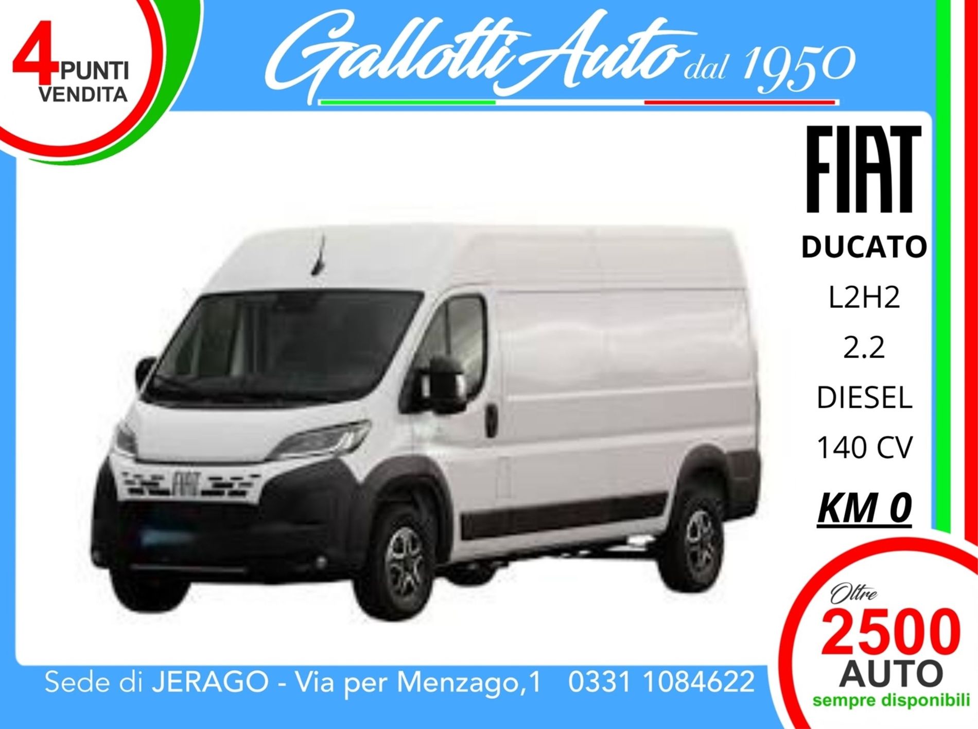 Furgone Lastrato L2H2 2.2 diesel 140cv MT + IVA - SENZA VINCOLI DI FINANZIAMENTO - Gallotti Auto