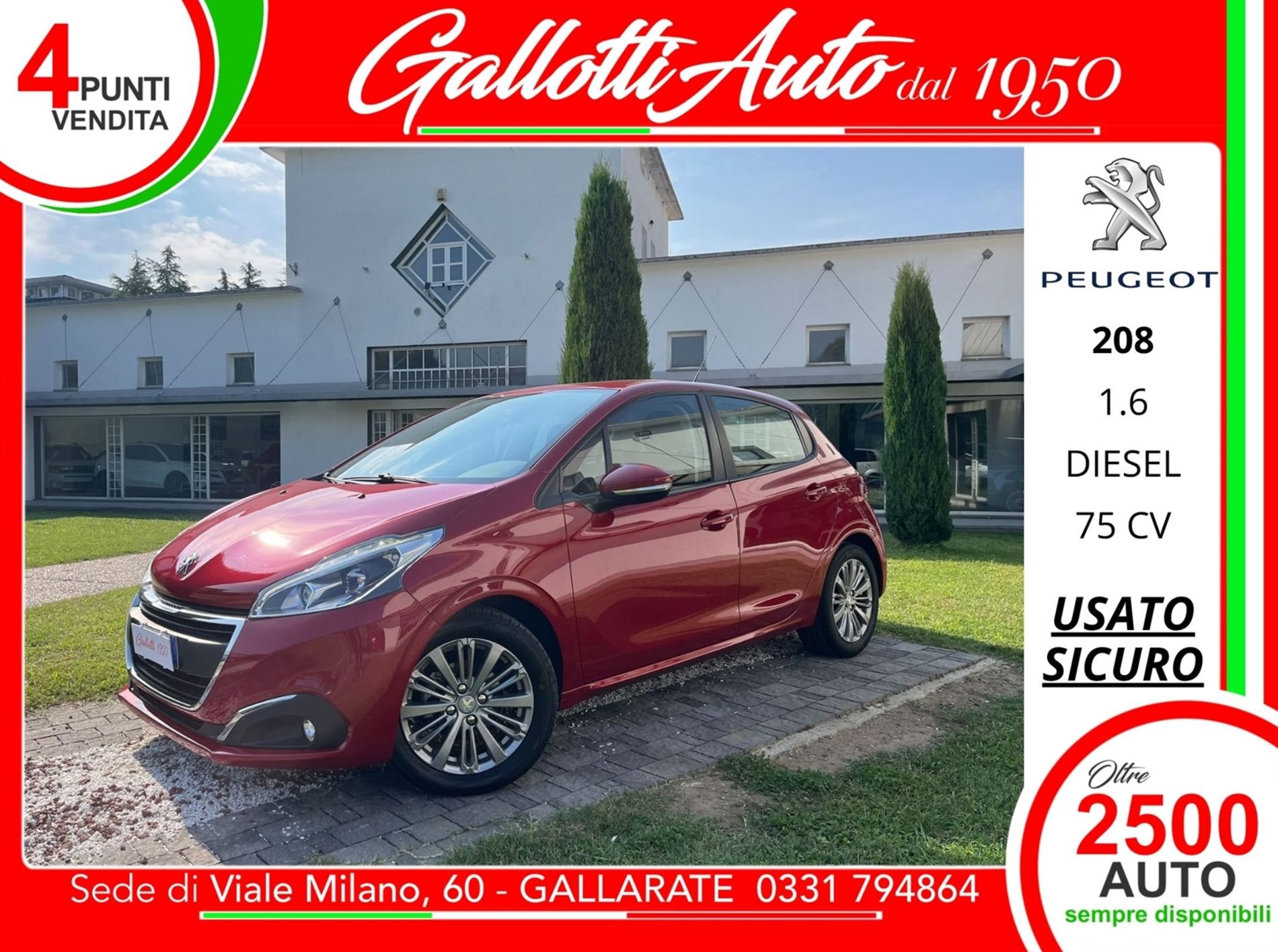 1.6 bluehdi Active 75cv 5p - SENZA VINCOLI DI FINANZIAMENTO - Gallotti Auto