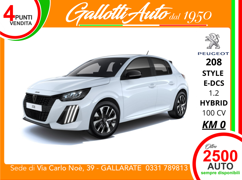 Peugeot 208  1.2 hybrid Style 100cv e-dcs 6 - Gallotti Auto